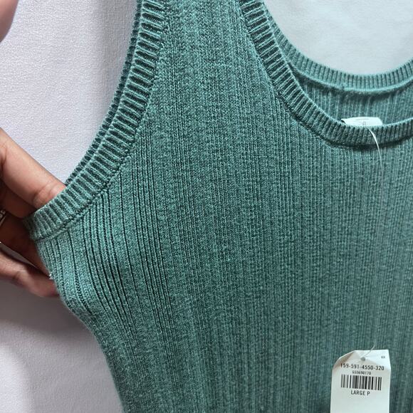 Abercrombie and Fitch Midi Teal Ribbed Knit Tank Dress w/Side Slit Women's Large - Picture 6 of 8